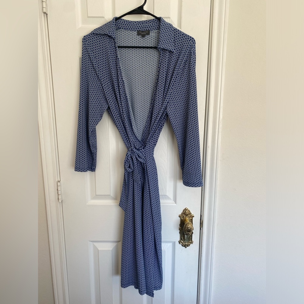 The Limited Blue Polka Dot Long Sleeve Dress